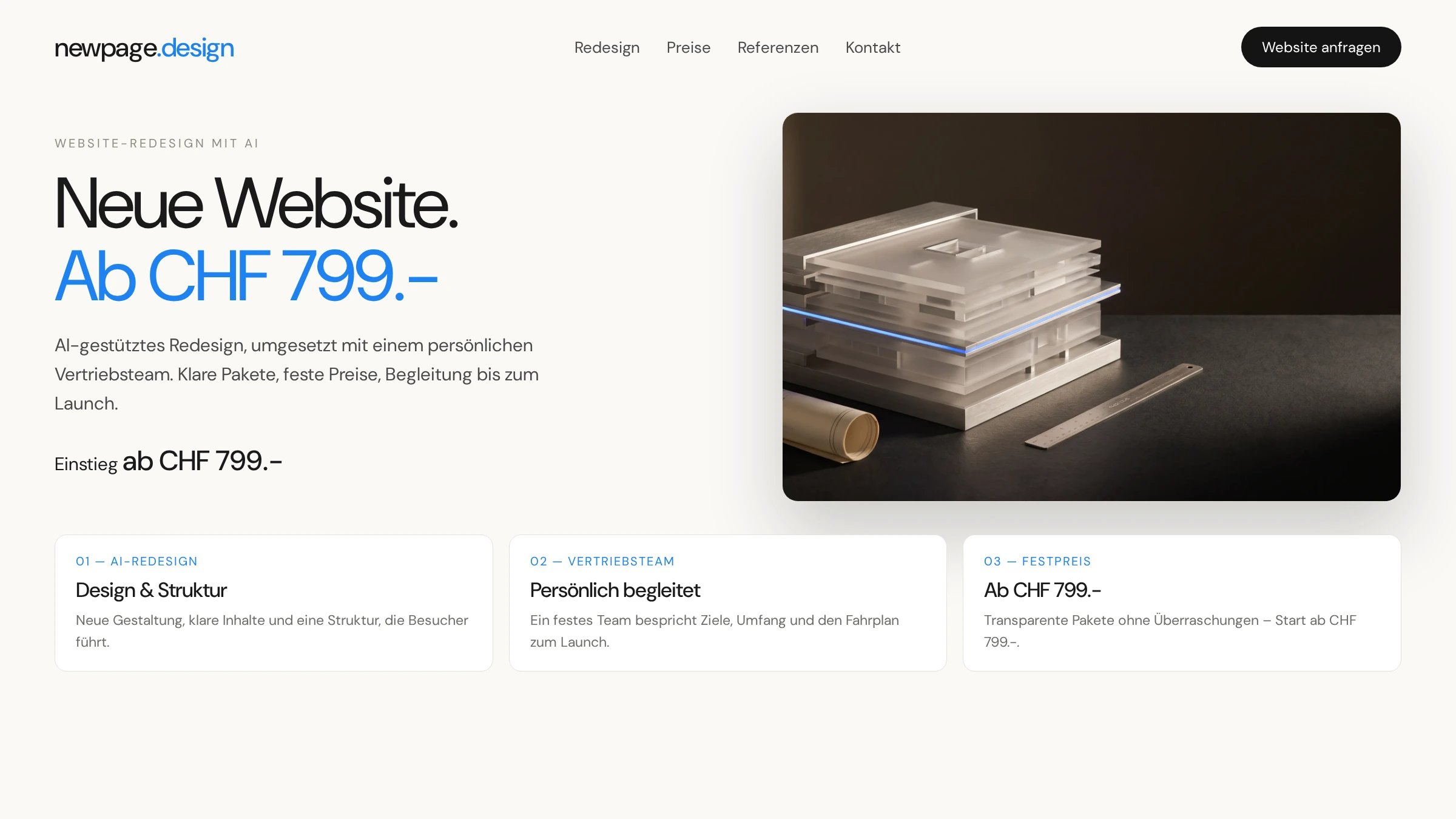 newpage.design: Beispielansicht einer neuen Website